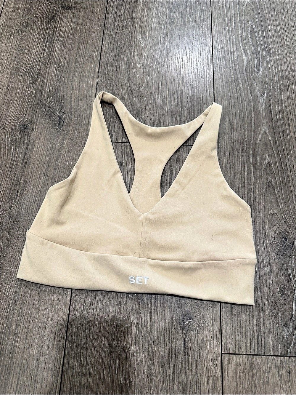 Set Active Scoop Neck Sports Bra Beige Medium